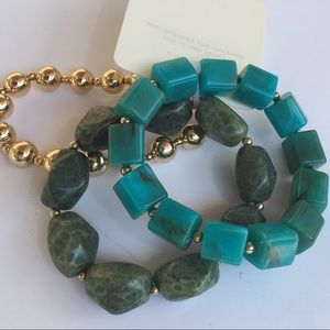 Cato Woman’s 3 stretch bracelets Turquoise gold